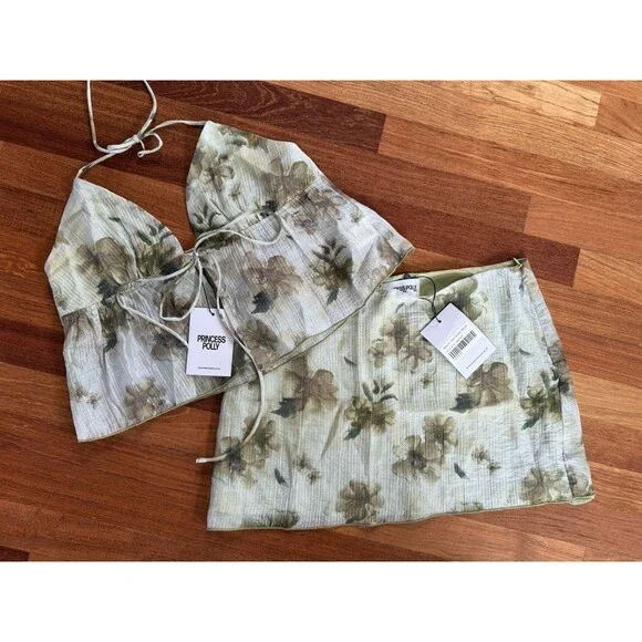 Princess Polly Mauro Set Green Multi Size 4 Retail $75 - Picture 2 of 4